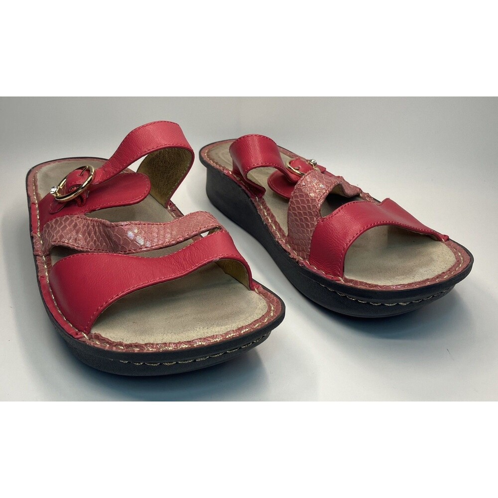 Womens Alegria Colette Fuchsia Adjustable Slide Sandals Sz 37 (US 7)